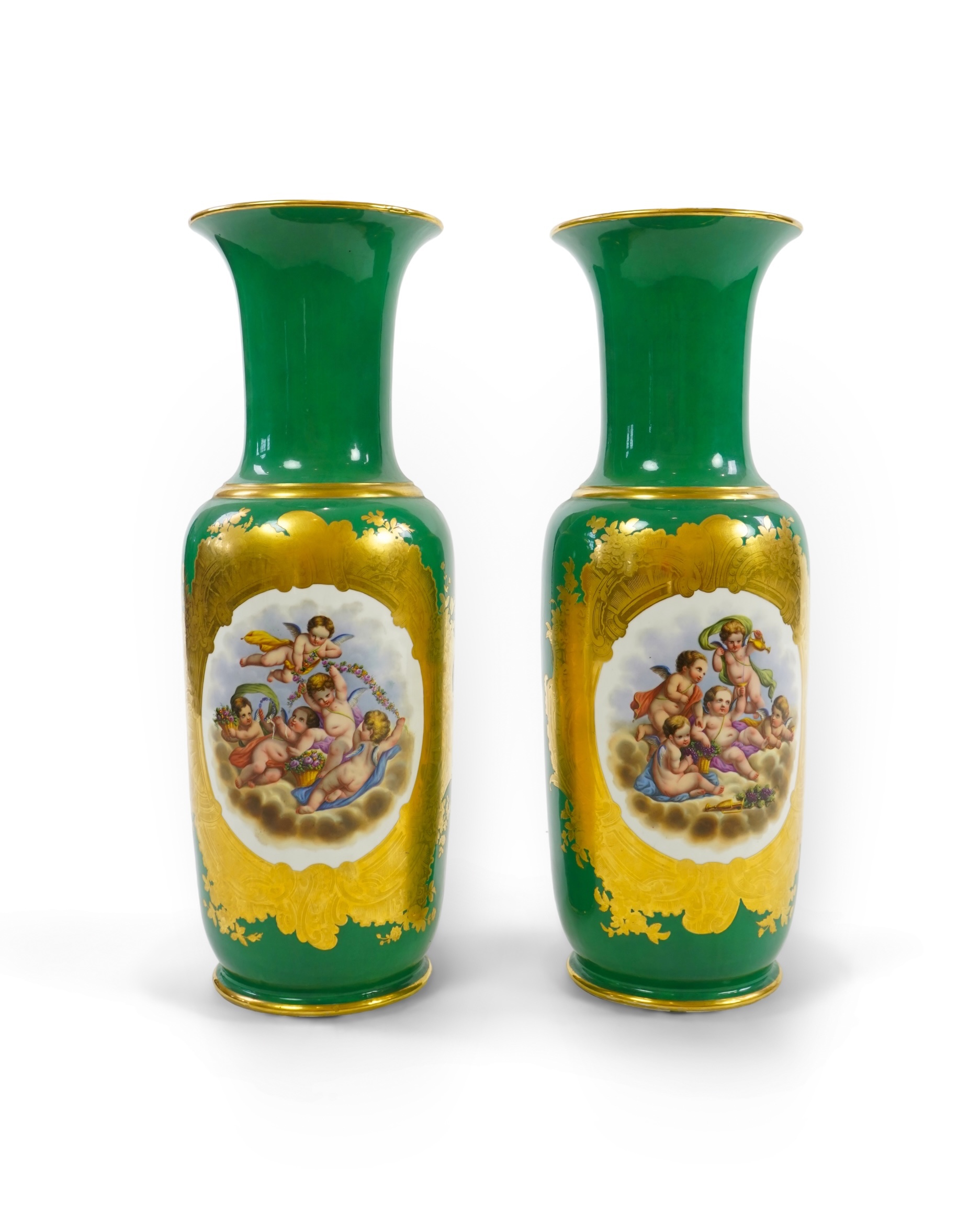 A pair of large Paris porcelain vases, late 19th century